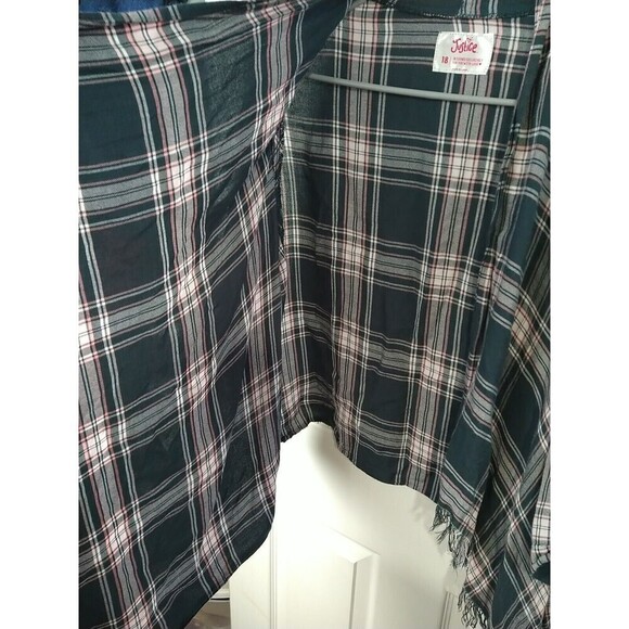 Justice Girls Open Roll Tab Plaid Waterfall Shawl. Size 18 - Picture 10 of 11